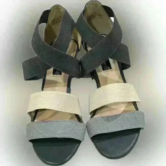 Steven by Steve Madden Camelya Gray Wedge elastic stretch straps size 10 - Picture 5 of 11